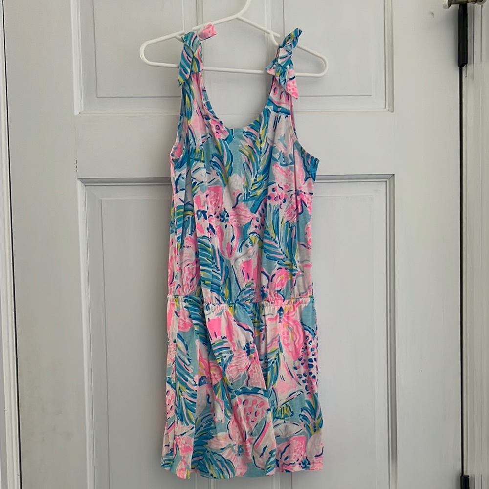 Girls Lilly Tropical Pink and Blue Floral Romper